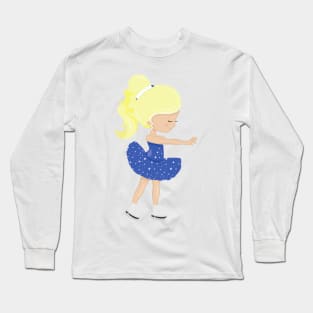Figure Skating, Ice Skating Girl, Blonde Hair Long Sleeve T-Shirt